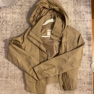 Beige bomber cargo jacket